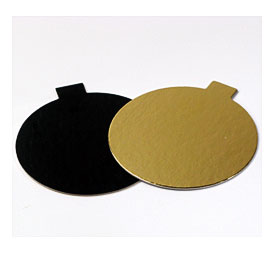 Mini Round Gold & Black Cake Circle Boards 4" VN MONO300 1