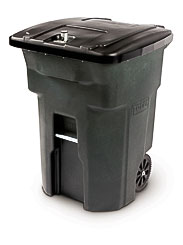 . Two Wheeled Trash Container Cart With Attached Bear Tight Lid By Toter