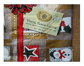 Set 2 Christmas Tablecloths Lace Holiday Holy Scene Snowman Vinyl .