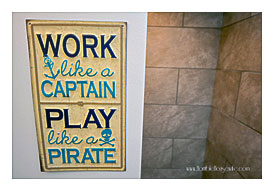 Work Like A Captain, Play Like A Pirate Metal Sign In A Nautical .