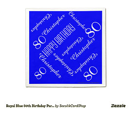 Paper Napkins, 80th Birthday Party Repeating Names Disposable Napkins .