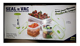 Seal N Vac Vacuum Storage Containers BPA free Plastic Green White .