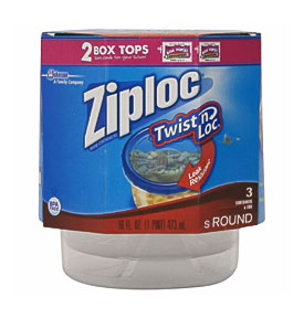 Ziploc Twist 'N Loc Containers, 16 Oz. 3 Containers & 3 Lids Join .